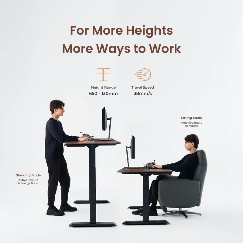 9am HOME Pesk Pro Hardwood Home Office Electric Standing Desk - American Walnut Top - 1800*750mm)