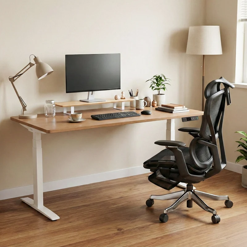 9am HOME Pesk Dual Motors Melamine Home Office Electric Standing Desk - (Dark Oak Top)(1200*750mm)