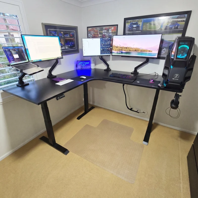 Desky Sigma L-Shape Gaming Desk Right Return 200 cm Matte Black Frame