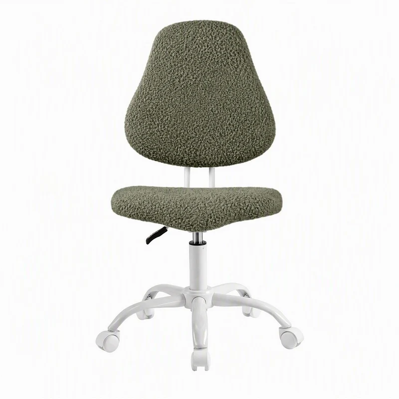 Artiss Armless Office Chair Ergonomic Soft Fleece Height Adjustable Vanity Desk Chair Green