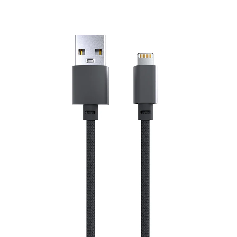 Laser 2m (2-pack) MFi Lightning to USB-A Cable Nylon (Silver/Black)