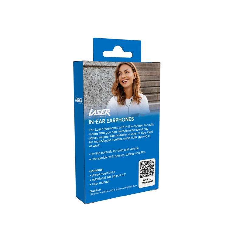 Laser Wired In-Ear Earphones with In-Line Controls (Black)