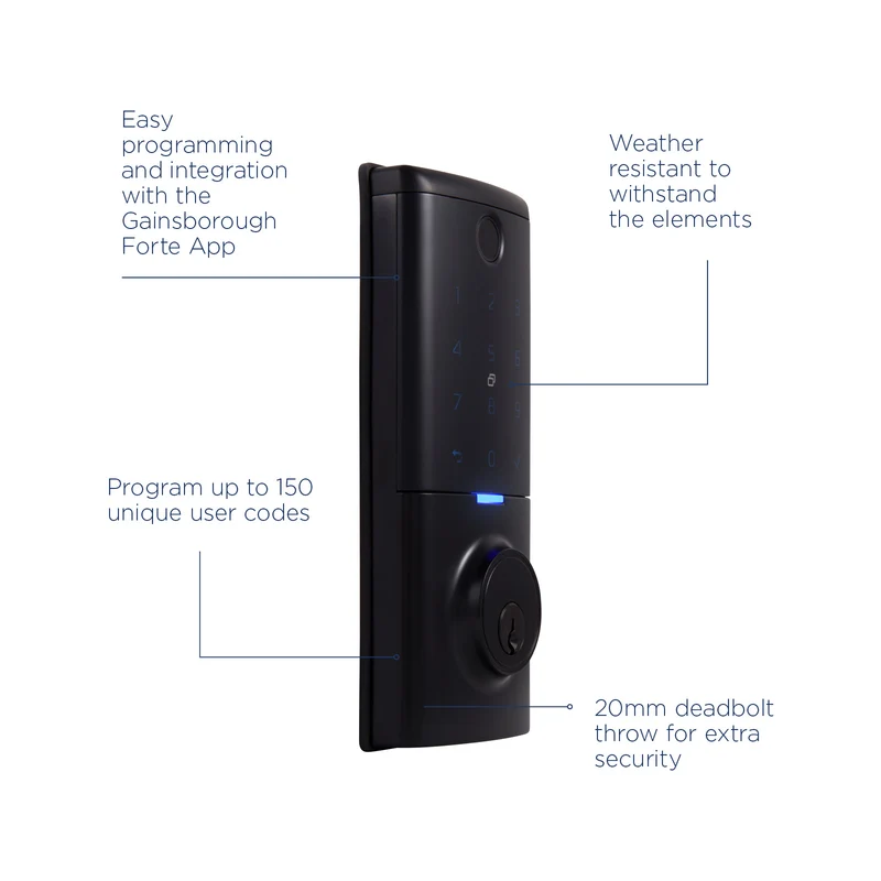 Gainsborough Mode Smart Entrance Deadbolt (Matte Black)
