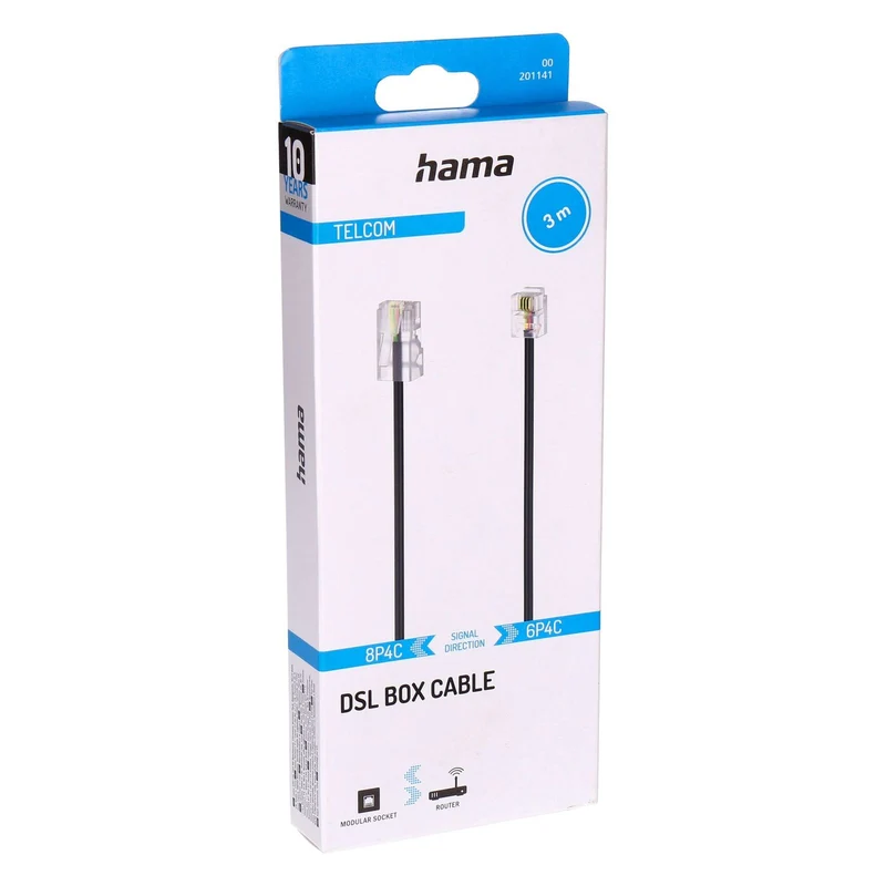 Hama 00201141 Telefonkabel 3 m Schwarz