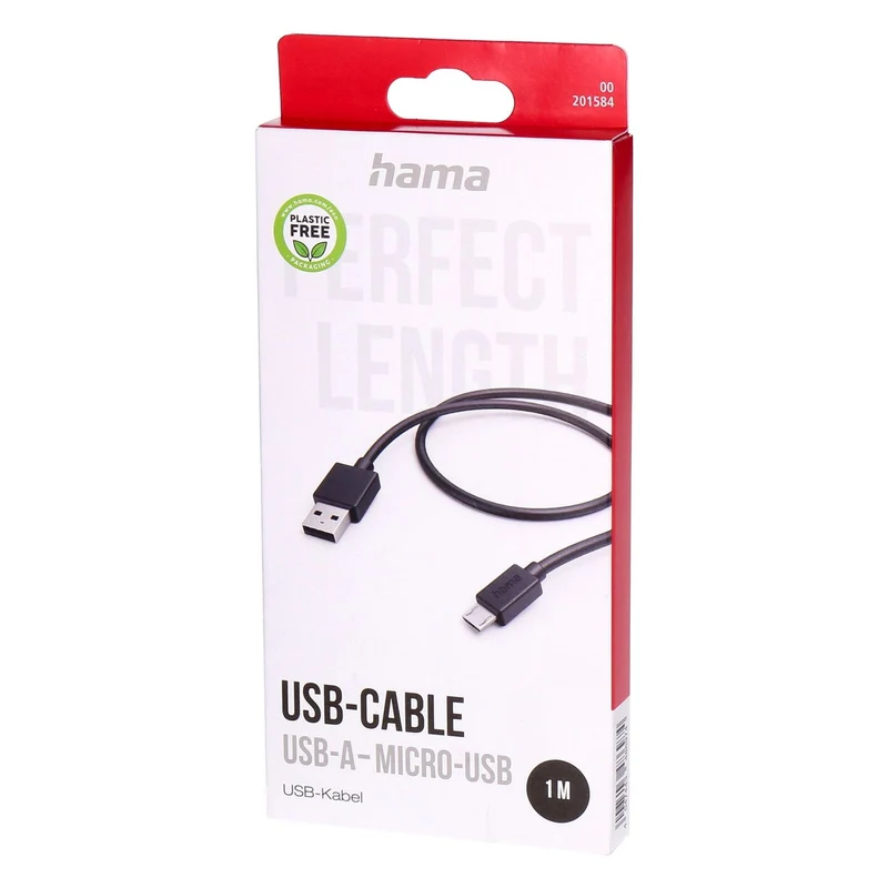 Hama 00201584 USB Kabel USB 2.0 1 m Micro-USB A USB A 0,48 Gbit/s Schwarz