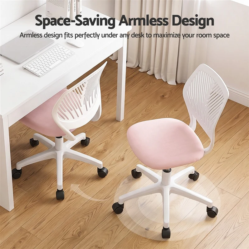 Artiss Ergonomic Office Chair Armless Study Chair Height Adjustable Pink