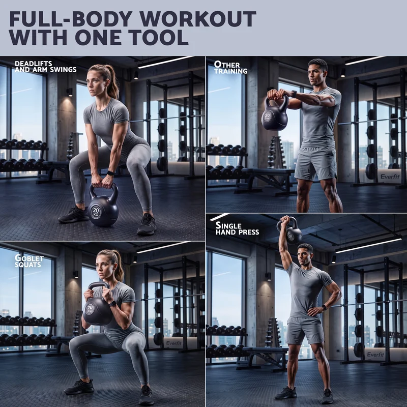 Everfit 20kg Kettlebell Weights Strength Training with Anti-slip Carry Handle & Stable Base Gym Home