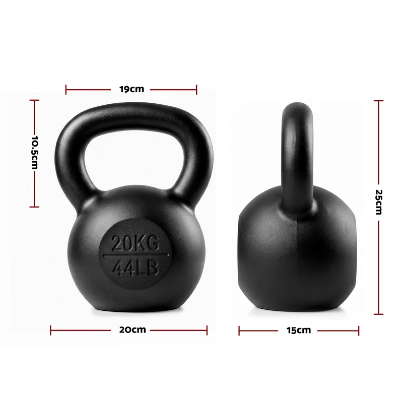 Everfit 20kg Cast Iron Kettlebell Powder Coating Flat Bottom Home Gym