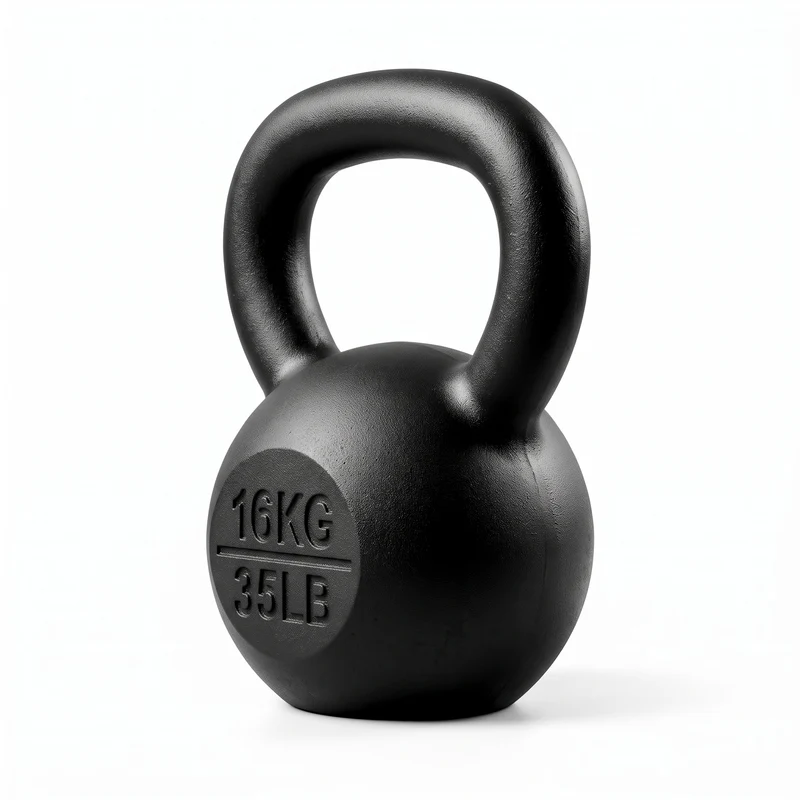 Everfit 16kg Cast Iron Kettlebell Powder Coating Flat Bottom Home Gym