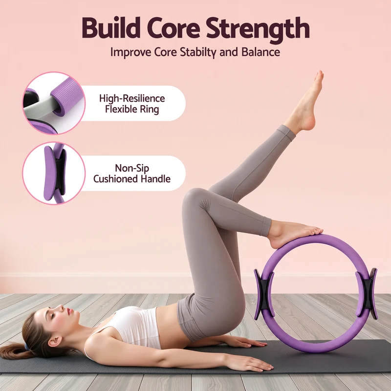 Everfit Pilates Ring Set for Women, 15pcs Home Workout Pilates Equipment Purple