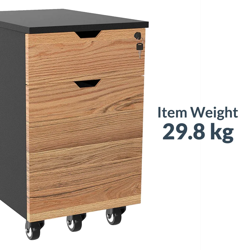 Desky Minimal Wooden Filing Cabinet - White / White Oak Hardwood