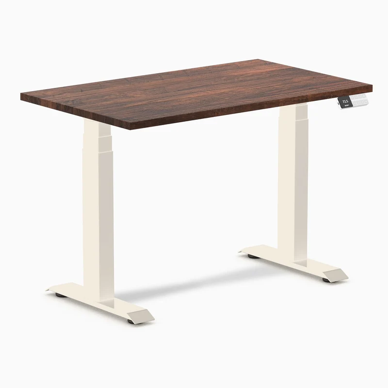 Desky Dual Mini Softwood Sit Stand Desk 100cm American Rustic Pine Desktop and Wheat Frame