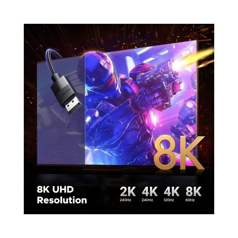 UGreen 8K DP 1.4 Cable 2m Gaming 4K 144Hz