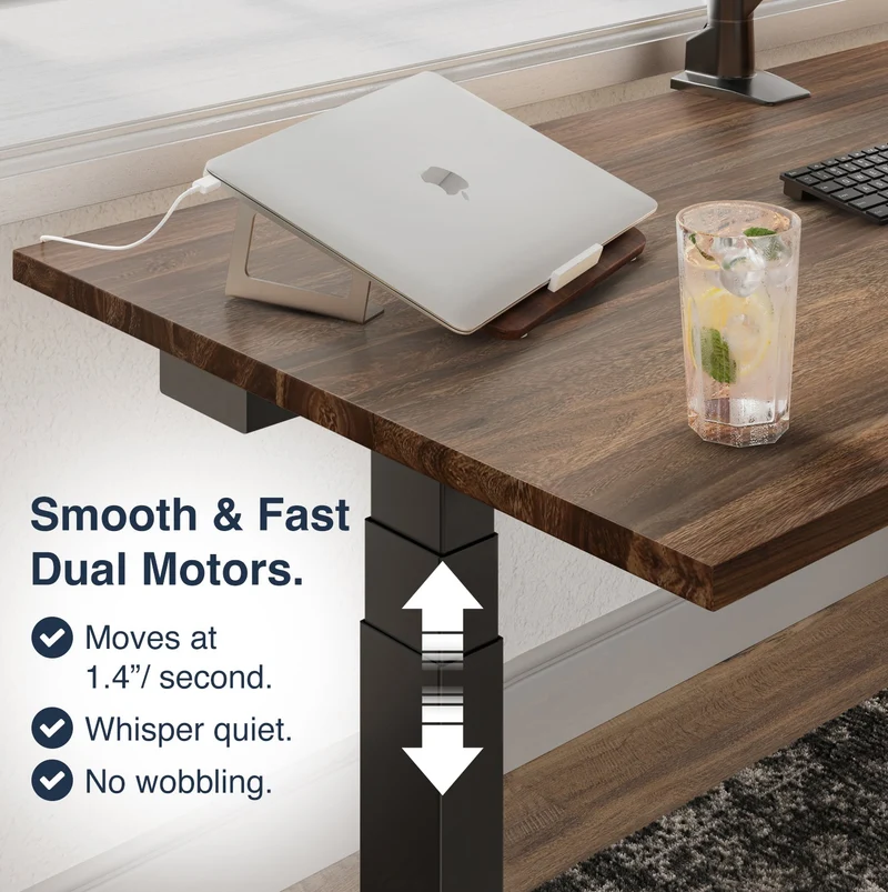 Desky Dual Hardwood Sit Stand Desk 180cm White Ash Desktop and Matte Black Frame