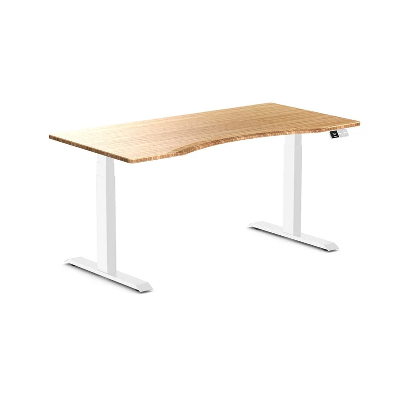 Desky Dual Ergo Edge Sit Stand Desk 150cm Black Desktop and Matte Black Frame