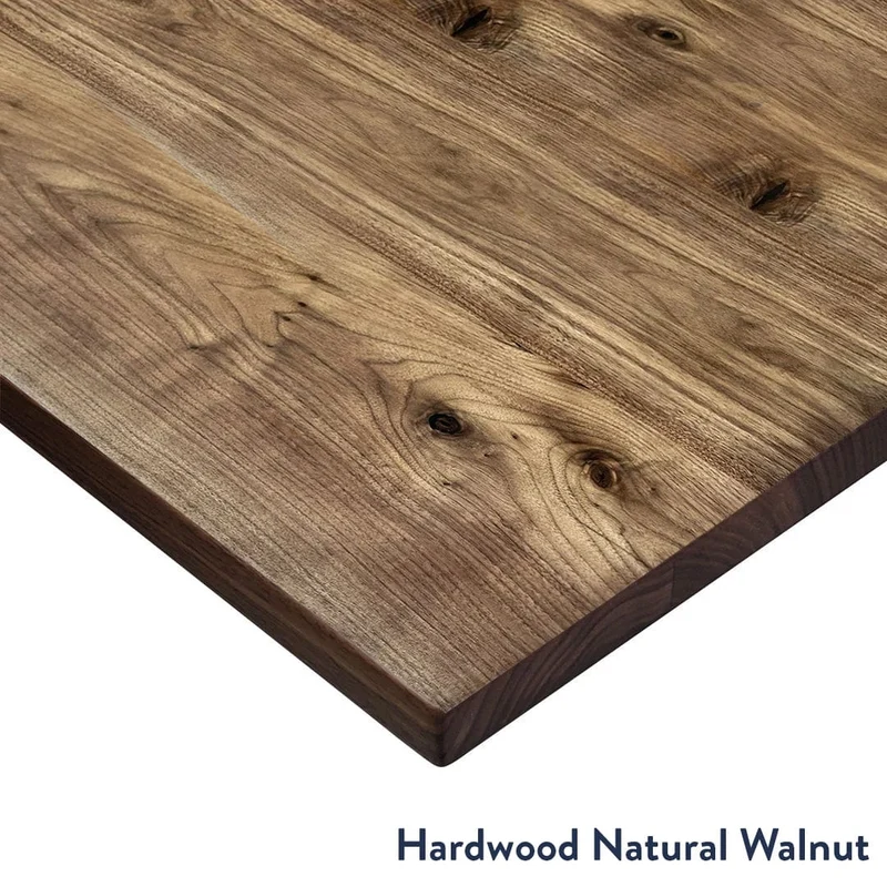 Desky Dual Mini Hardwood Sit Stand Desk 90cm Natural Walnut Desktop and Matte Black Frame