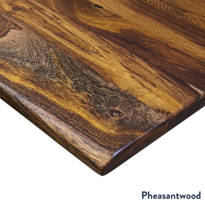 Desky Dual Mini Hardwood Sit Stand Desk 100cm Pheasantwood Desktop and Matte Black Frame