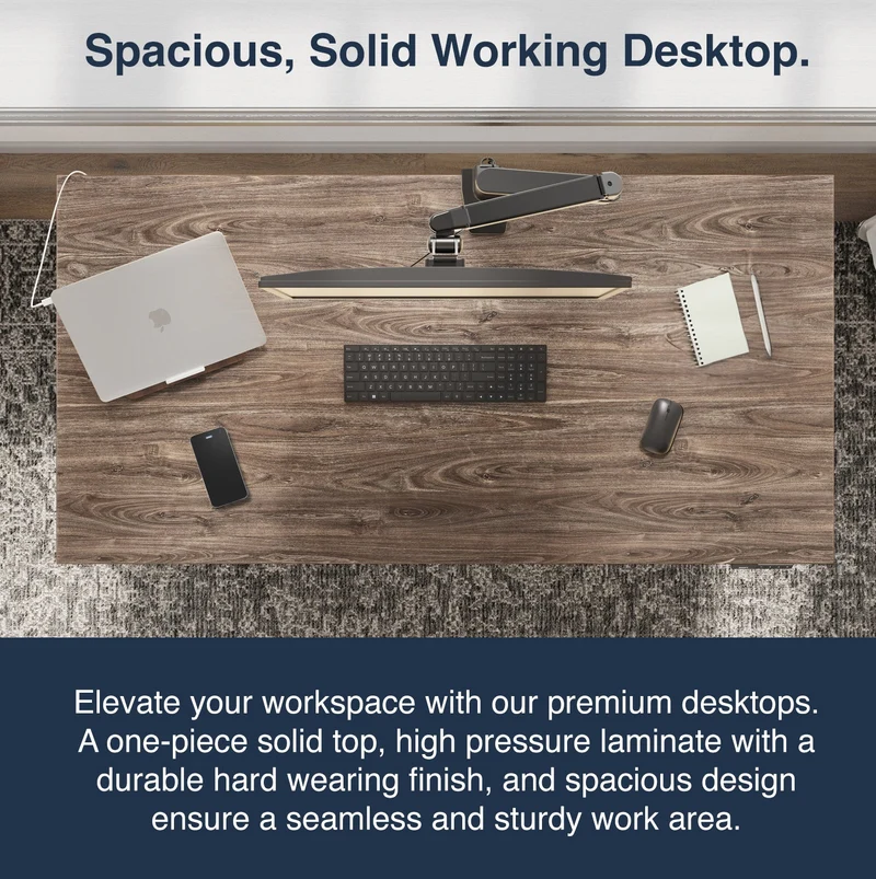 Desky Dual Melamine Sit Stand Desk 180cm Black Desktop and Matte Black Frame
