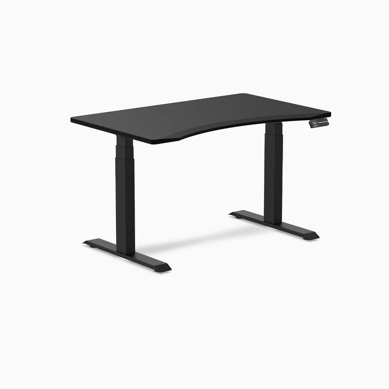 Desky Dual Ergo Edge Sit Stand Desk 120cm Black Desktop and Matte Black Frame
