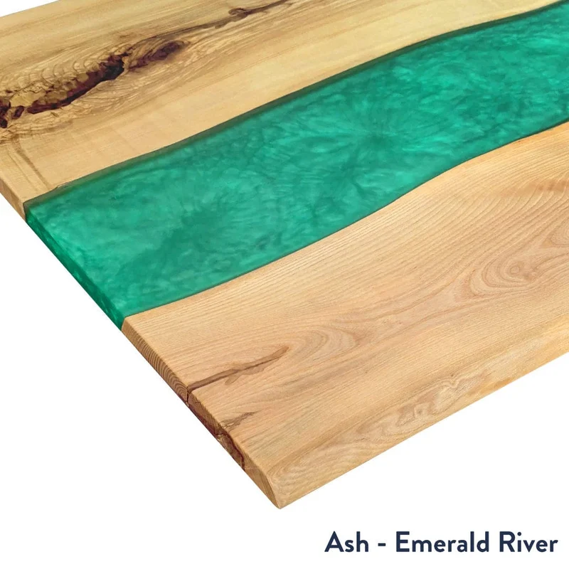 Desky Dual Resin Hardwood Sit Stand Desk 150cm White Ash Emerald River Desktop and Matte Black Frame