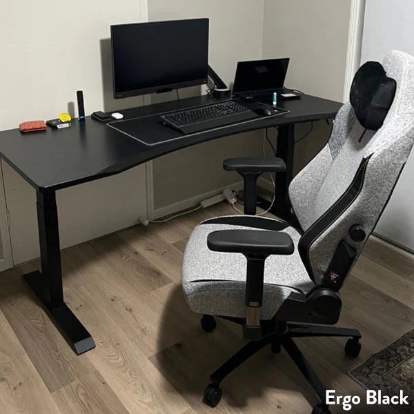 Desky Alpha Dual Sit Stand Gaming Desk - Ergo Edge 1200x750mm (Matte Black)