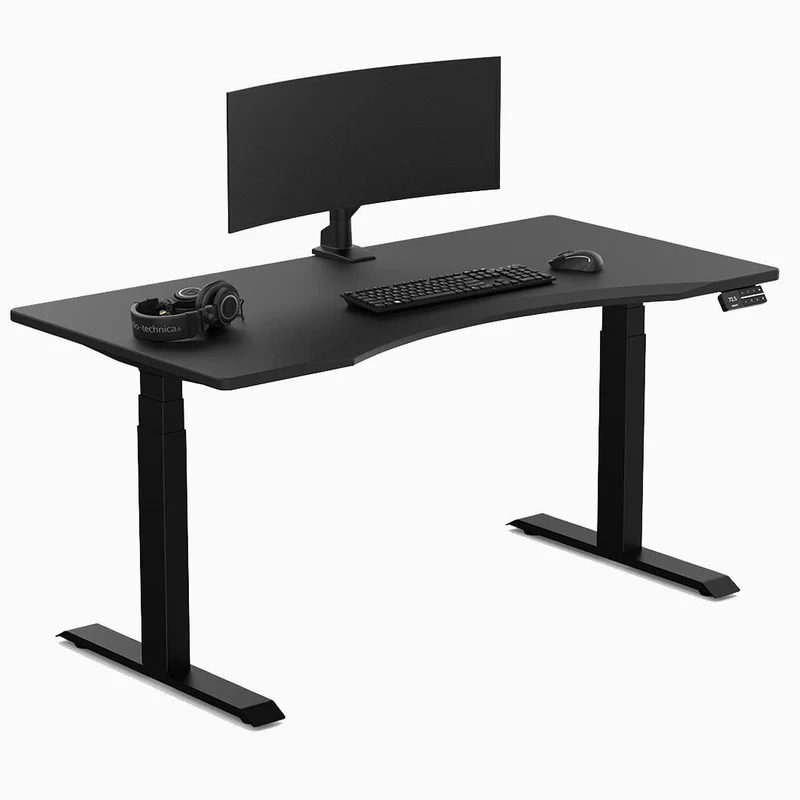 Desky Alpha Dual Sit Stand Gaming Desk - Ergo Edge 1200x750mm (Matte Black)