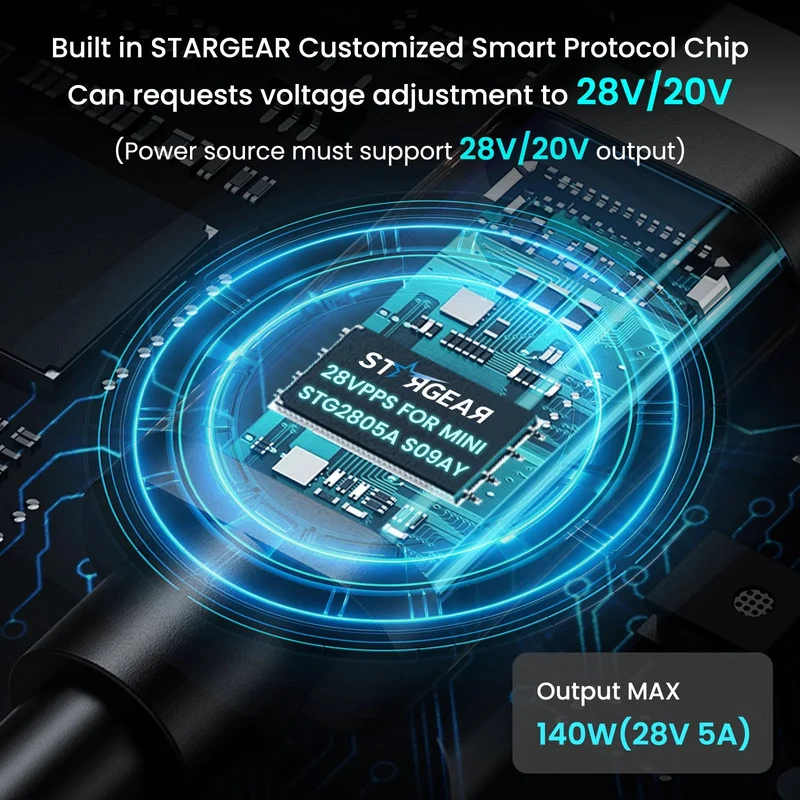 STARGEAR Mini 140W USB-C to DC Power Cable with LED for Starlink Mini 2m / 5m