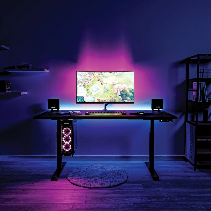 Desky Alpha Dual Sit Stand Gaming Desk - Ergo Edge / 1500x750mm / Matte Black