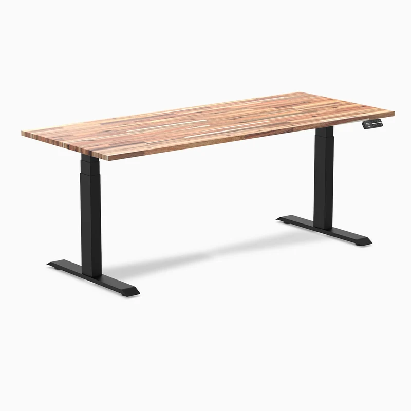 Desky Dual Hardwood Sit Stand Desk 180cm Acacia Desktop and Grey Frame