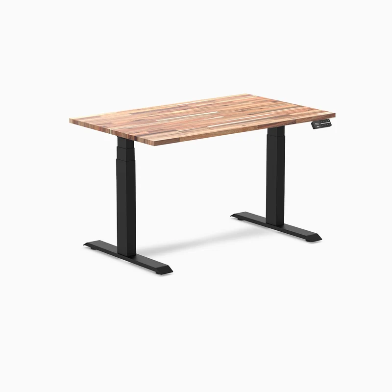 Desky Dual Hardwood Sit Stand Desk 120cm Acacia Desktop and Grey Frame