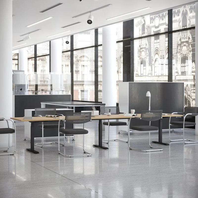 Desky Triple Sit Stand Desk Frame - Matte Black