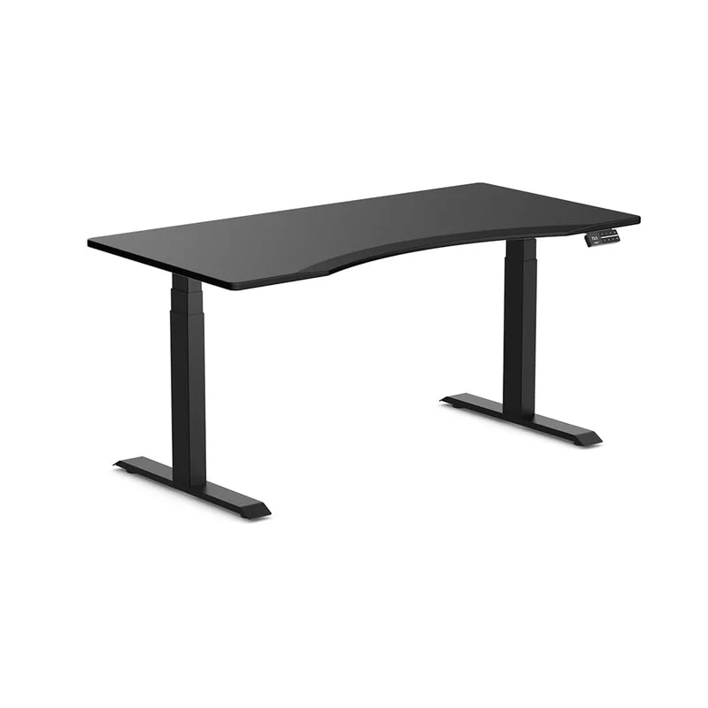 Desky Dual Ergo Edge Sit Stand Desk 180cm Black Desktop and Matte Black Frame