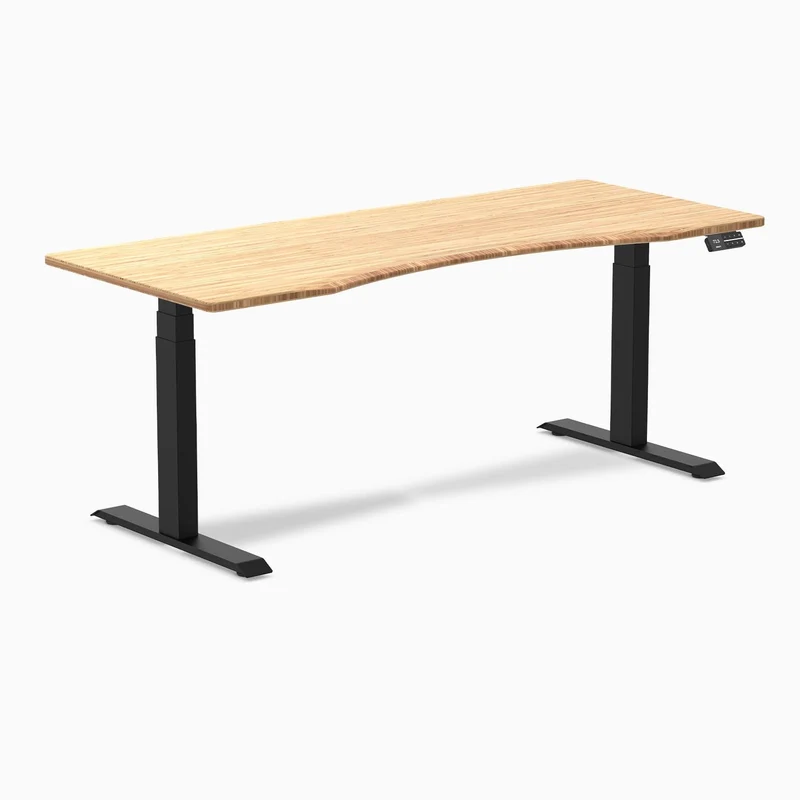 Desky Dual Ergo Edge Sit Stand Desk 180cm Black Desktop and Matte Black Frame