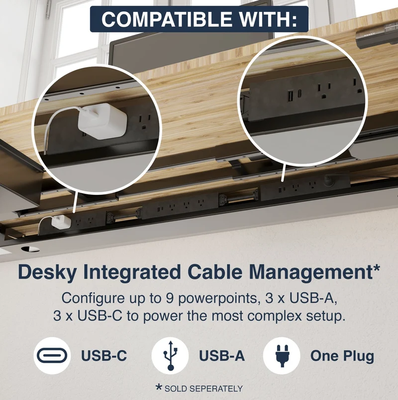 Desky Dual Bamboo Sit Stand Desk 120cm Dark Bamboo Desktop and Matte Black Frame