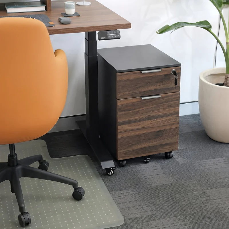 Desky Minimal Filing Cabinet - Black / Prime Oak
