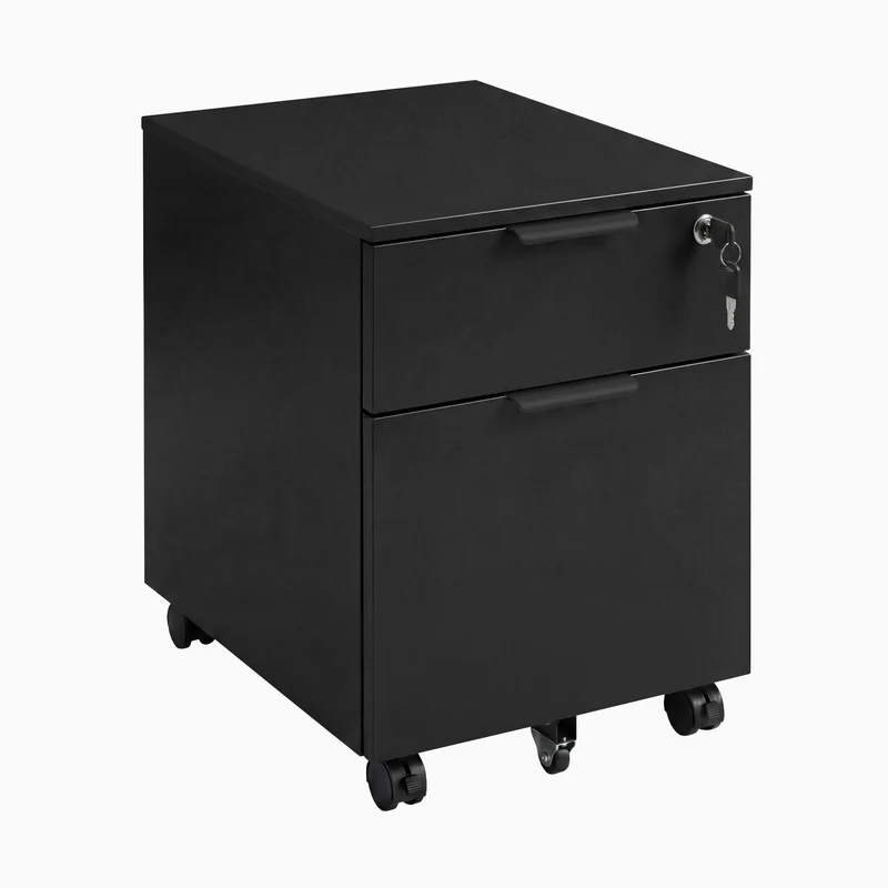 Desky Minimal Filing Cabinet - Black / Classic Oak Melamine