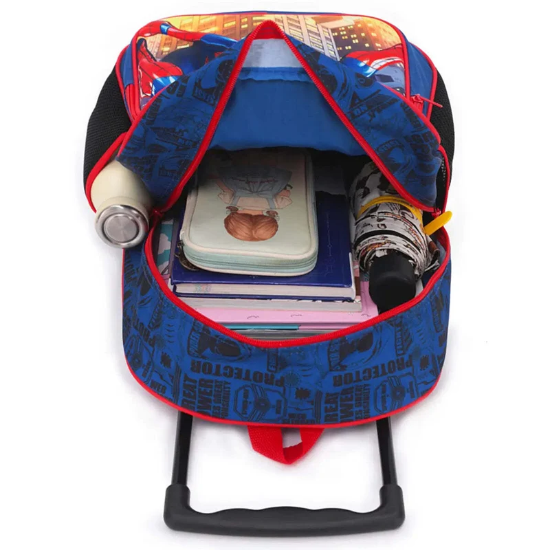 Marvel Spiderman Kids 17" Wheeled Backpack with 3D Front Panel - Blue