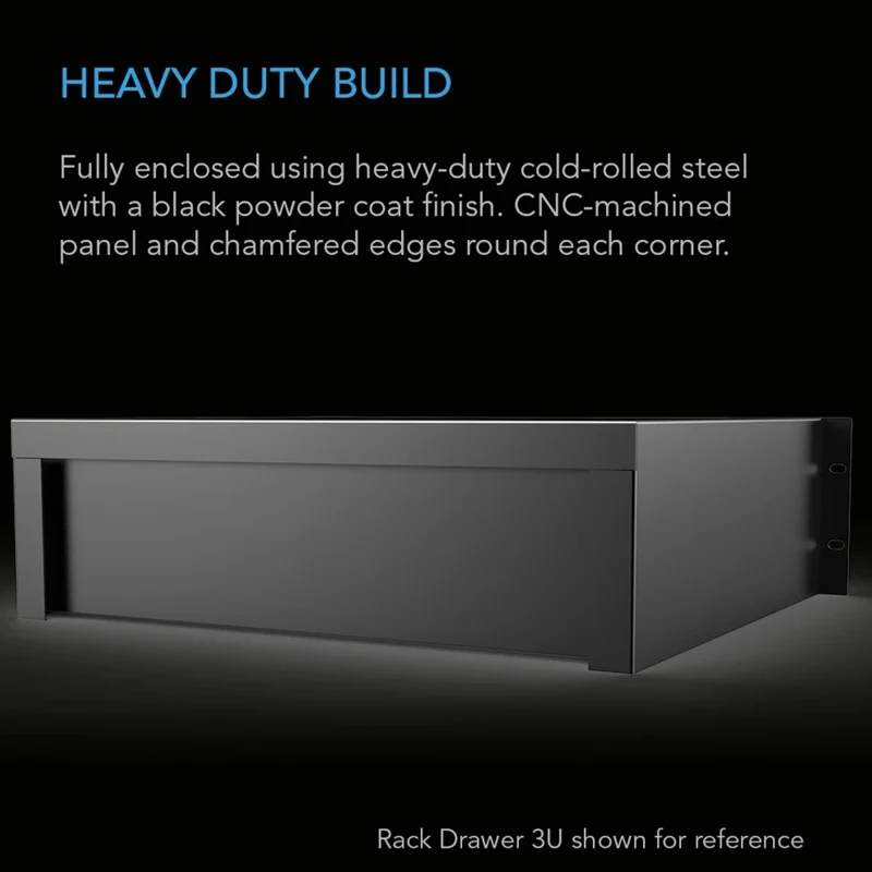 AC Infinity Heavy-Duty Rack Drawer Aluminium Faceplate 4U Black