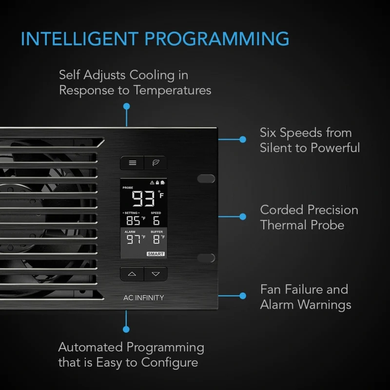 AC Infinity Cloudplate T9 Pro 3U Rack Cooler Front Exhaust Black
