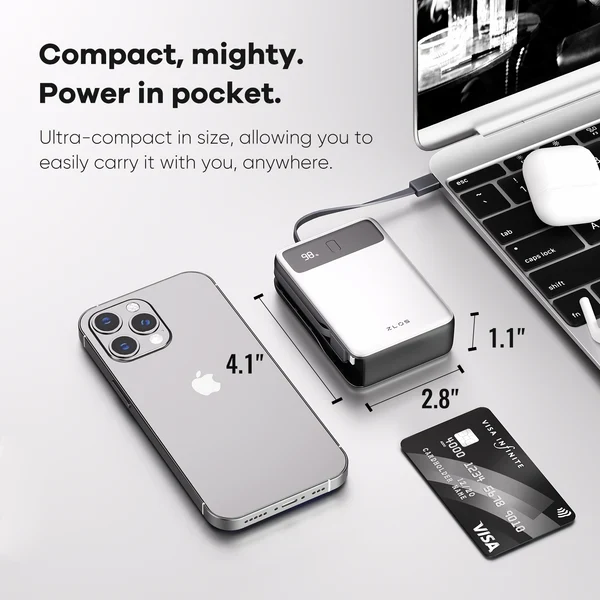 ZLOS 20000mAh Power Bank 65W With Build-in Cable