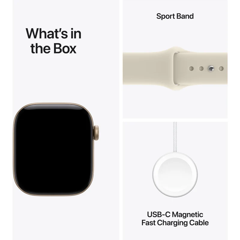 Apple Watch Series 12 42mm Light Gold Aluminium Case GPS + Cellular Sport Band (M/L) [Sand]