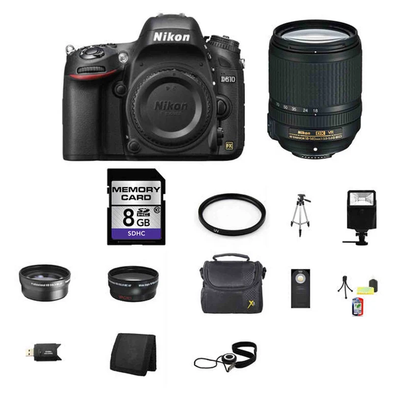 Nikon D610 Digital SLR Camera w/18-140mm Lens 8GB Best Value Kit