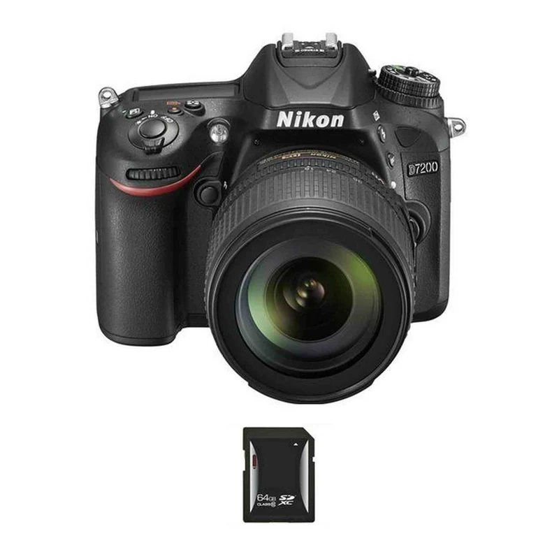 Nikon D7200 DSLR Camera w/18-105mm Lens & 64GB SDXC Card Bundle