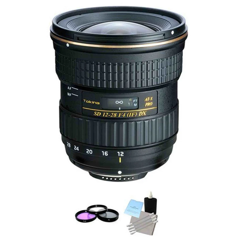 Tokina AT-X PRO 12-28mm F/4.0 AF DX Lens For Canon + UV kIT & Cleaning Kit Bundle
