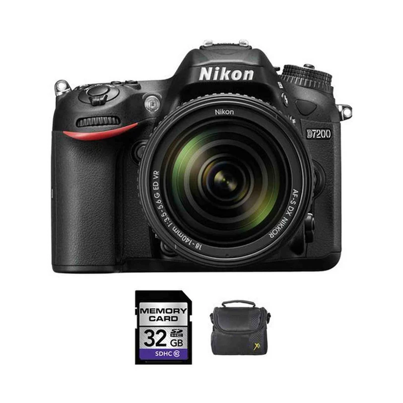 Nikon D7200 Digital SLR Camera w/18-140mm Lens + 16GB Memory Card & Case Bundle
