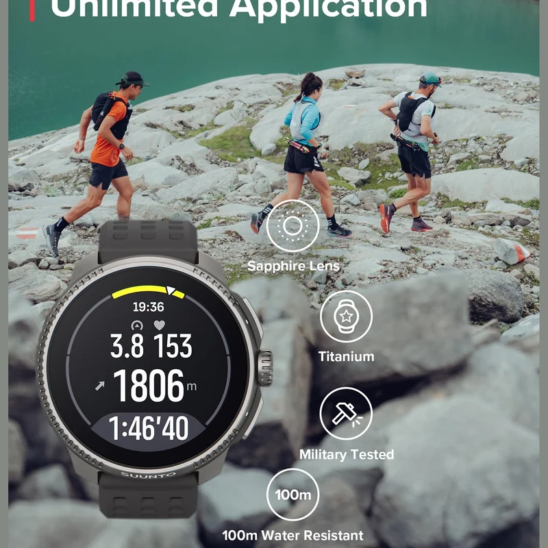 SUUNTO Race Sports Watch, GPS Tracker w/Clearer AMOLED Touchscreen, Dual-Band GNSS & Global Offline Map, 26-Day Standby, Supports 95+ Sports for Traning Insights & Recovery Metrics, Sapphire Lens,Ti