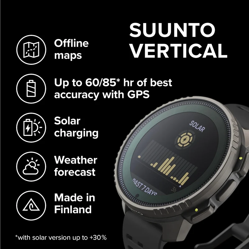 SUUNTO Vertical: Adventure GPS Watch, Large Screen, Offline Maps, Solar Charging