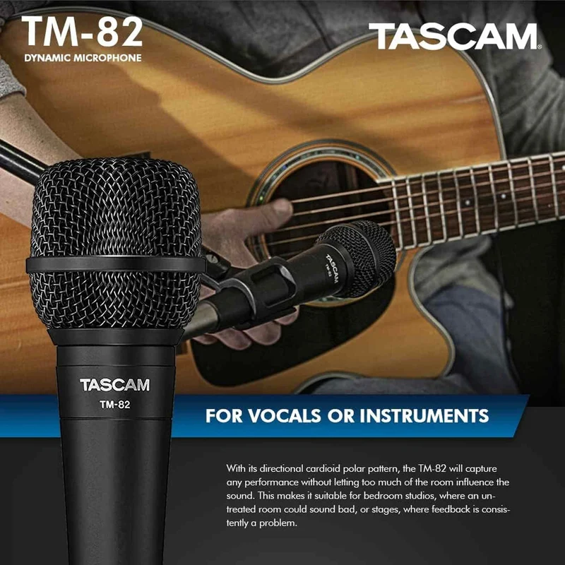 Tascam Dynamic Microphone, Black (TM-82)