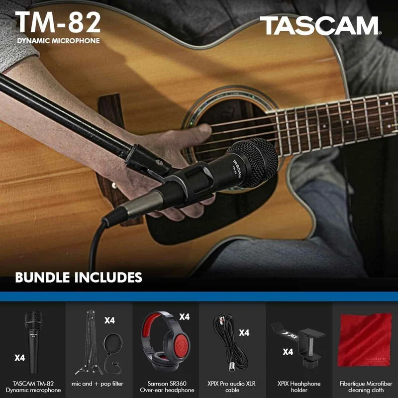 Tascam Dynamic Microphone, Black (TM-82)