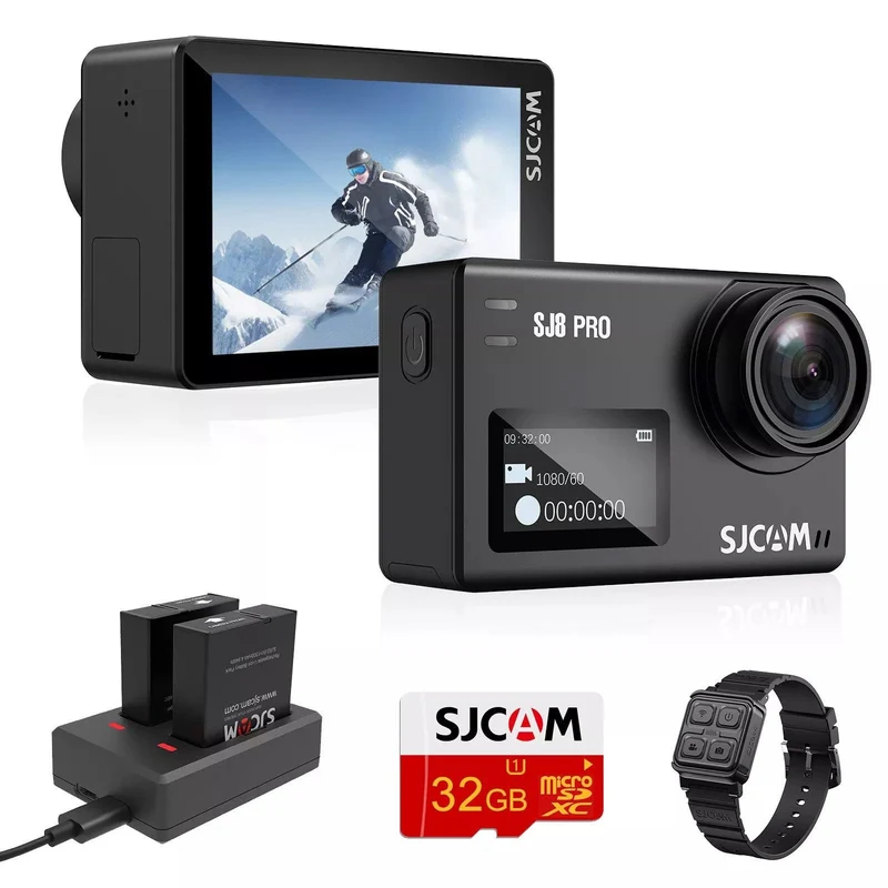 SJCAM SJ8 Pro Action Camera 4K 60fps Dual Screen WiFi 2.3 Inch Touch Rrear Screen with 170¬∞ Wide Angle EIS 8X Digital Zoom 98ft (30m) Waterproof Camera Sports DV- Black